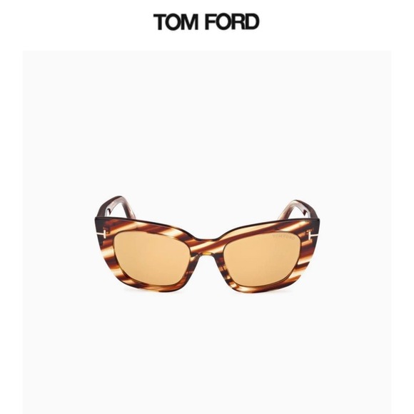 Tom Ford Accessories - Tom Ford Sunglasses Athena Yellow Tint‎ FT1190 Cat Eye Striped Brown Havana 53mm